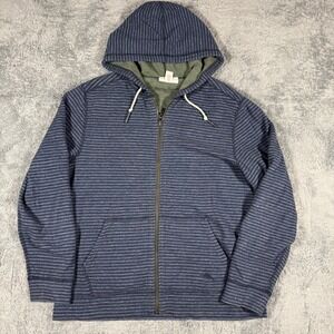 Tommy Bahama Reversible Hoodie Full Zip Striped Blue Green Super Stretch Size M